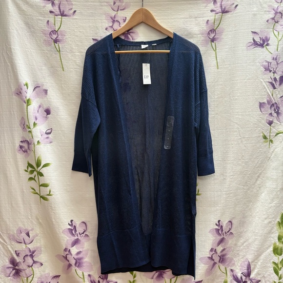GAP Sweaters - NEW GAP Navy Long 3/4 Sleeve Net Cardigan